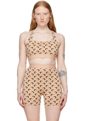 Marine Serre Beige All Over Moon Sports Bra