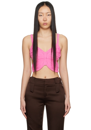 Blumarine Pink Butterfly Tank Top