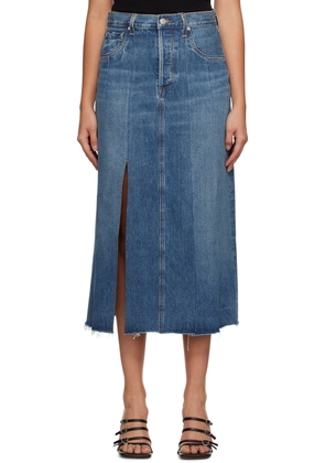 Citizens of Humanity Blue Raian Splice Rework Denim Midi Skirt