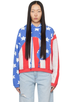 ERL Blue & Red 'Stars & Stripes' Swirl Hoodie