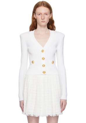 Balmain White Cropped Cardigan