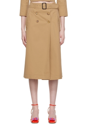 Moschino Beige Belted Midi Skirt