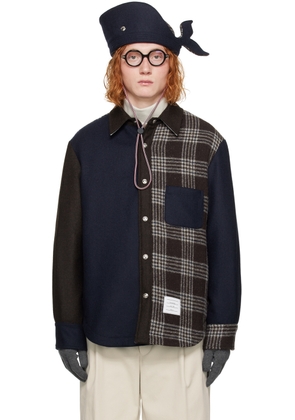 Thom Browne Brown & Navy Glen Check Jacket