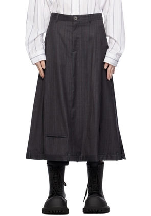 Balenciaga Gray Striped Midi Skirt