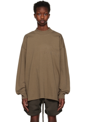 Fear of God ESSENTIALS Brown Flocked Long Sleeve T-Shirt