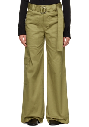 Proenza Schouler Khaki Proenza Schouler White Label Belted Trousers