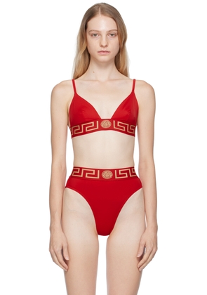 Versace Underwear Red Greca Bikini Top