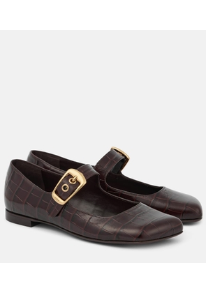 ChloÃ© Polly croc-effect leather Mary Jane flats