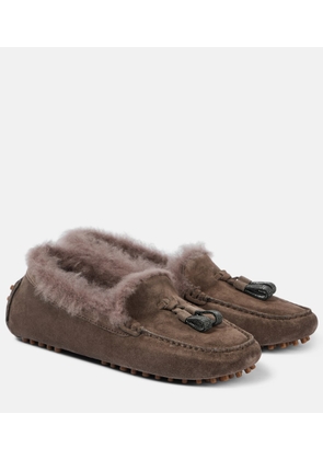 Brunello Cucinelli Monili-embellished suede loafers