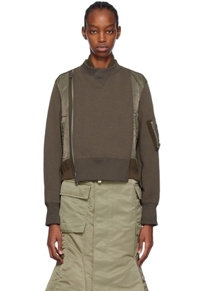 sacai Taupe Layered Bomber Jacket