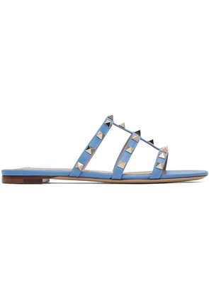 Valentino Garavani Blue Rockstud Flat Sandals