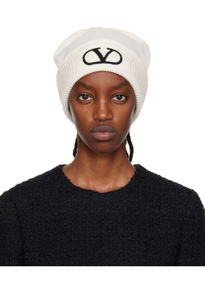 Valentino Garavani Off-White Embroidered Beanie