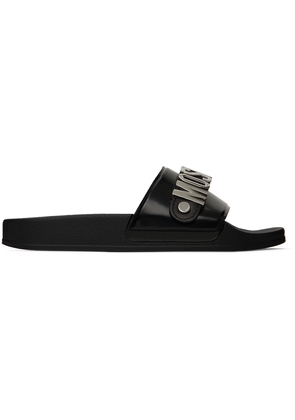 Moschino Black Lettering Slides