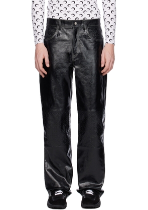 Marine Serre Black Embossed Leather Pants