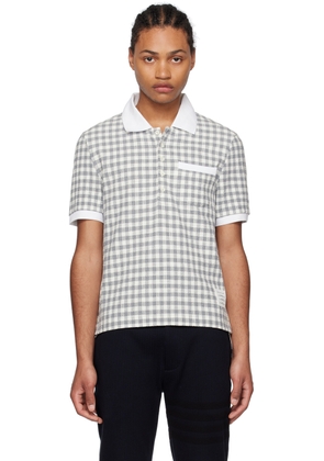 Thom Browne Gray & White Gingham Polo