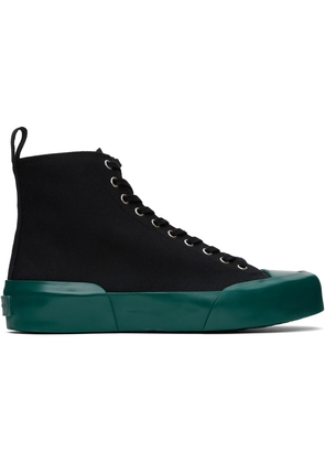 Jil Sander Black & Green High-Top Sneakers