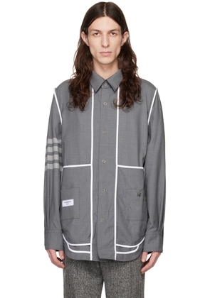 Thom Browne Gray Snap Front Shirt Jacket