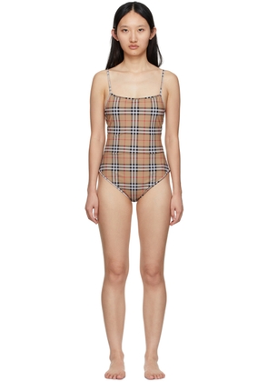 Burberry Beige Check Delia One-Piece Swimsuit