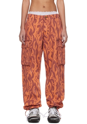 ERL Orange Flame Cargo Pants