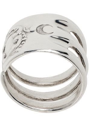 Marine Serre Silver Regenerated Forks Ring