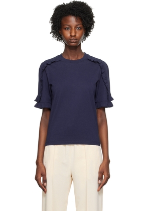 See by Chloé Navy Ruffled T-Shirt