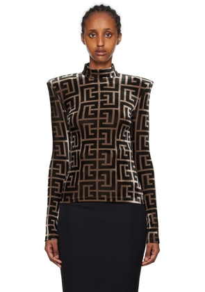 Balmain Brown & Black Monogram Turtleneck