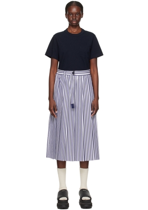 sacai Navy Overlay Midi Dress