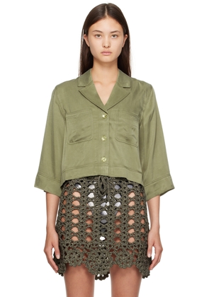 GANNI Khaki Cropped Shirt