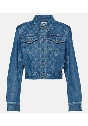 Marine Serre Deadstock cropped printed denim jacket