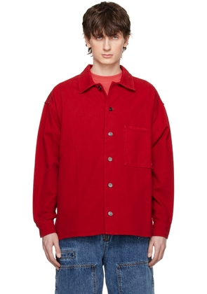 JACQUEMUS Red Le Raphia 'La Surchemise Tecido' Shirt