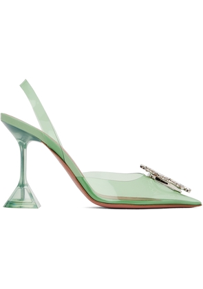 Amina Muaddi Green Begum Glass Sling Heels