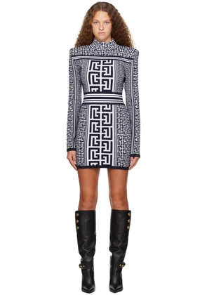 Balmain Black & White Monogram Minidress