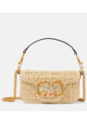 Valentino Garavani Locò Small raffia shoulder bag