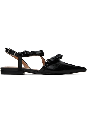 GANNI Black Multi Bow Pointy Cut-Out Ballerina Flats