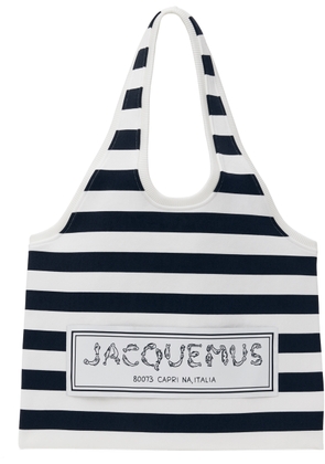 JACQUEMUS Navy & White La Casa 'Le sac Marcel' Tote