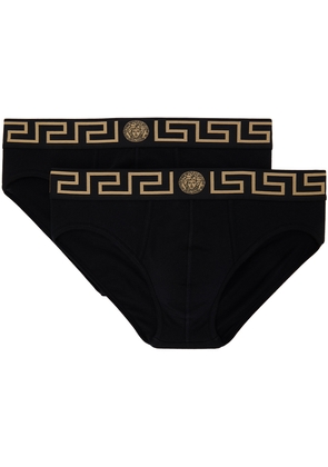 Versace Underwear Two-Pack Black Greca Border Briefs