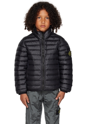 Stone Island Junior Kids Black Stand Collar Down Jacket