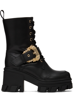 Versace Jeans Couture Black Pin-Buckle Boots