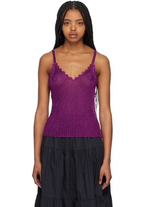 GANNI Purple V-Neck Tank Top