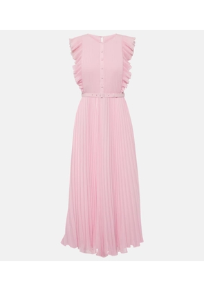 Self-Portrait Ruffled pleated chiffon midi dress