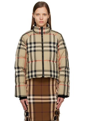 Burberry Beige Vintage Check Down Jacket