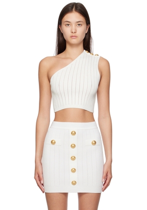 Balmain White Asymmetric Tank Top