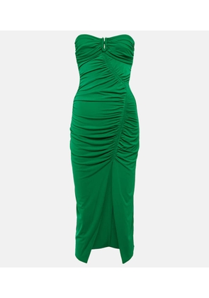 Self-Portrait Strapless jersey ruched midi dress