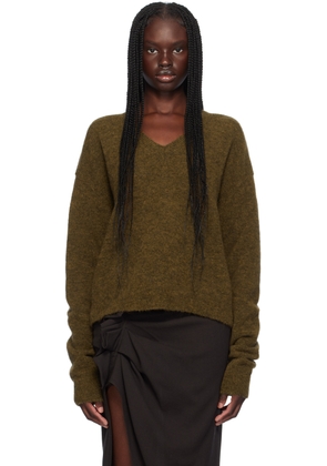 Rick Owens Tan Porterville Tommy V-Neck Sweater