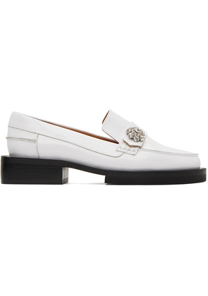 GANNI White Jewel Loafers