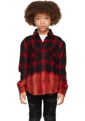 AMIRI Kids Red Bleached Shadow Plaid Shirt