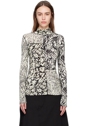 Proenza Schouler Off-White & Black Proenza Schouler White Label Mixed Floral Turtleneck