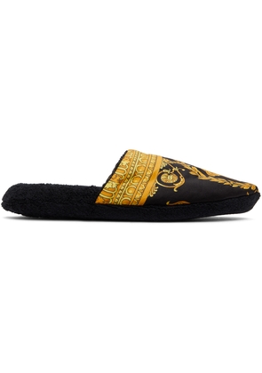 Versace Underwear Black Baroque Slippers