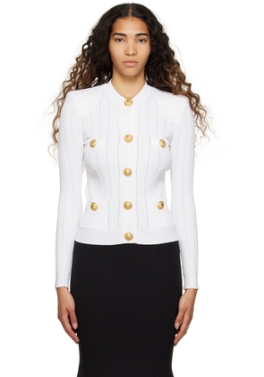 Balmain White Tight Cardigan