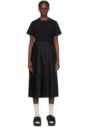 sacai Black Overlay Midi Dress